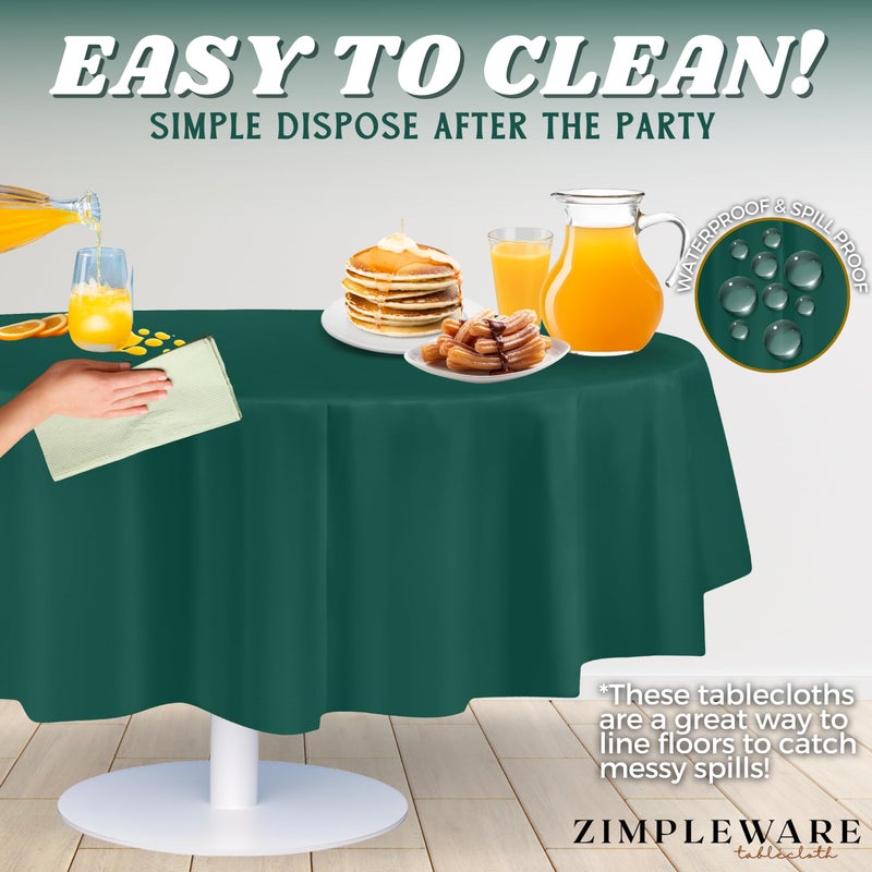 ZIMPLEWARE Premium Dark Green Plastic Table Cloth Disposable (12 Pack) Round Tablecloth (84in) Party Table Cloths Disposable, Perfect Table Cloth Round Cover for Any Table Up to 6 Feet - Image 5